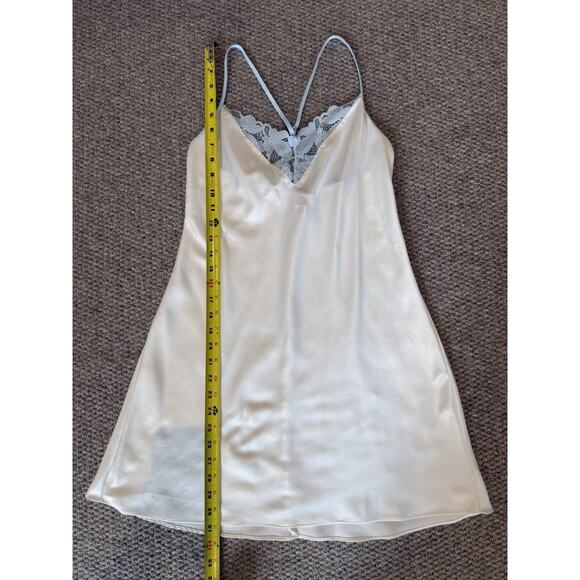 Lilac + London Bridal Satin Chemise & Robe Set XS “Mrs.” White Blue Lace Wedding - Picture 2 of 11